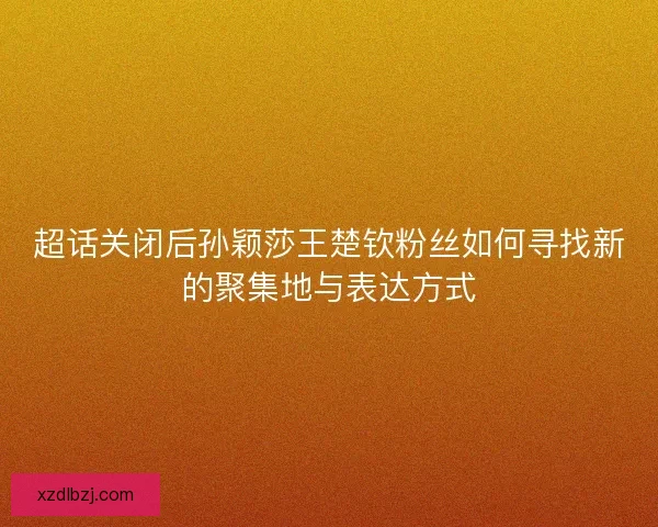 超话关闭后孙颖莎王楚钦粉丝如何寻找新的聚集地与表达方式