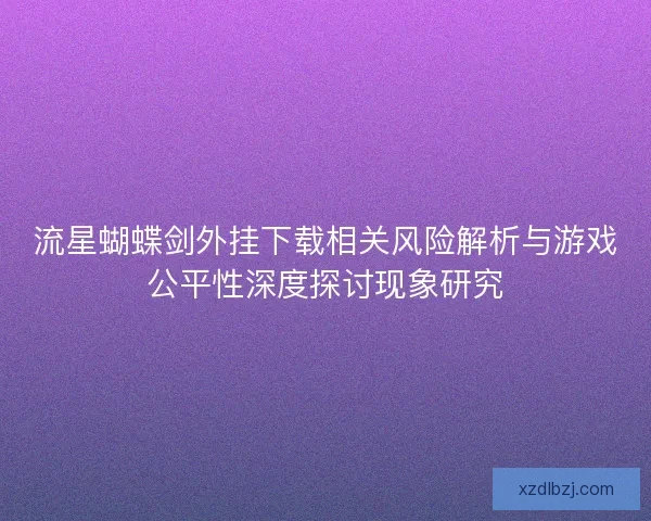 流星蝴蝶剑外挂下载相关风险解析与游戏公平性深度探讨现象研究